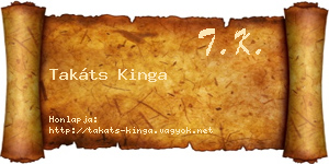 Takáts Kinga névjegykártya